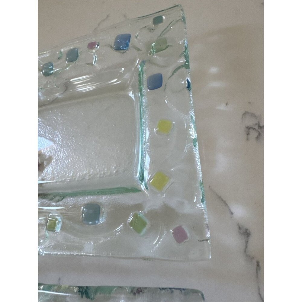 Vintage Clear Glass Rectangular Trinket Tray Soap Dish Includes (2) - Picture 6 of 14